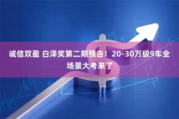 诚信双盈 白泽奖第二期预告！20-30万级9车全场景大考来了